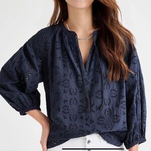 Splendid Taylor Eyelet Cotton Top.   Navy Size Small